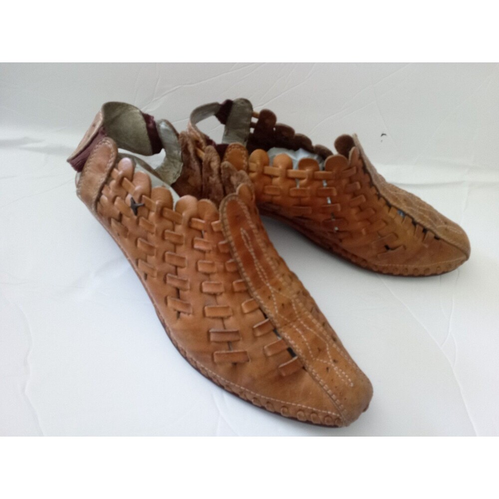 Pikolinos Women's Woven Leather Heeled Slingback Sandals Tan Size 38 US 7.5-8